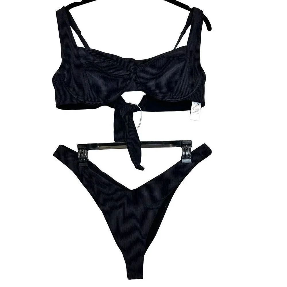 Swimsuit For All Camille Collection Kostek Underwire 2 Piece Bikini Set Black XL